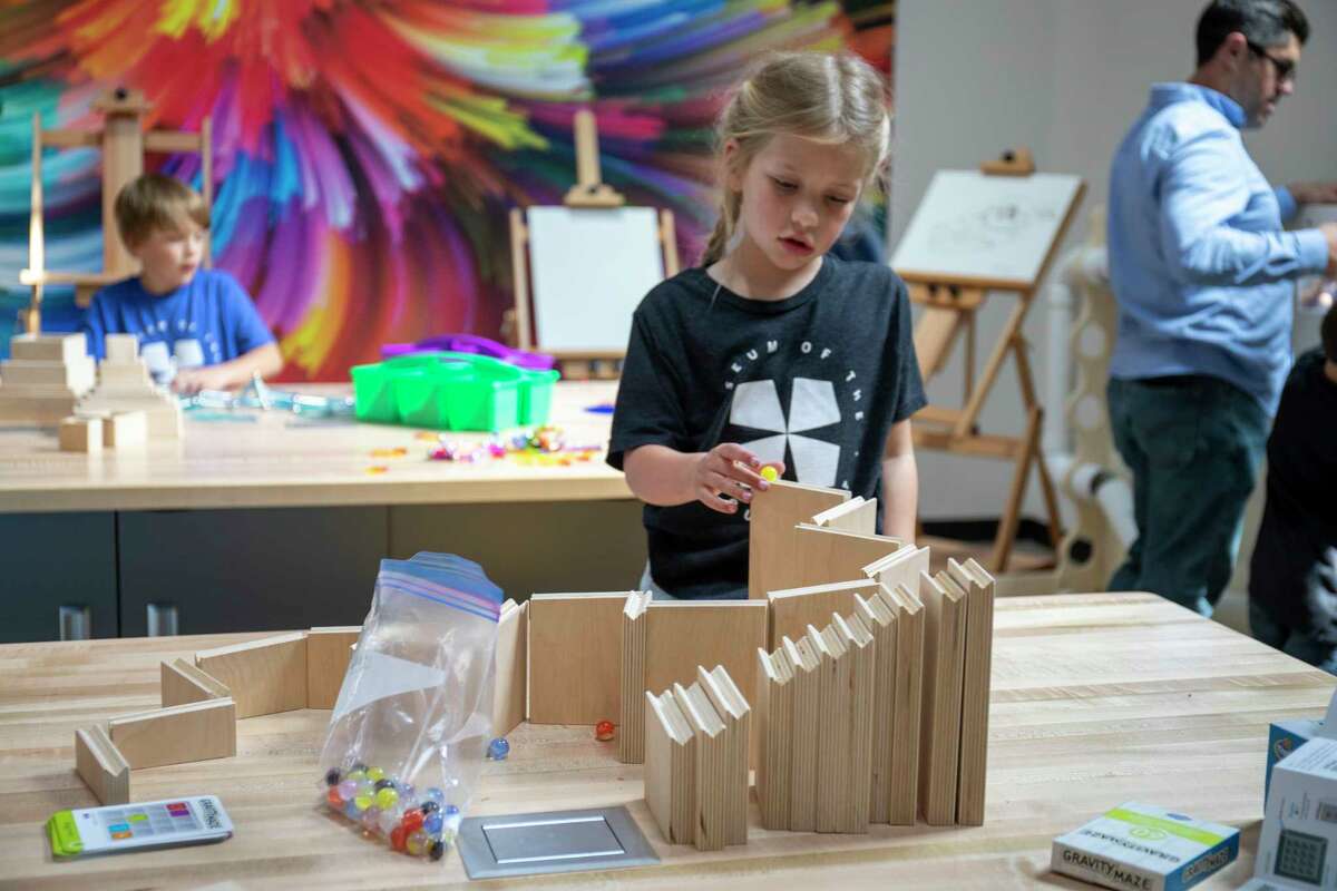 Peeti Gunderman, 5, plays with a marble game at the Fredda Turner Durham Children’s Museum on Wednesday, April 20, 2022, at the Museum of the Southwest. Jacy Lewis/Reporter-Telegram