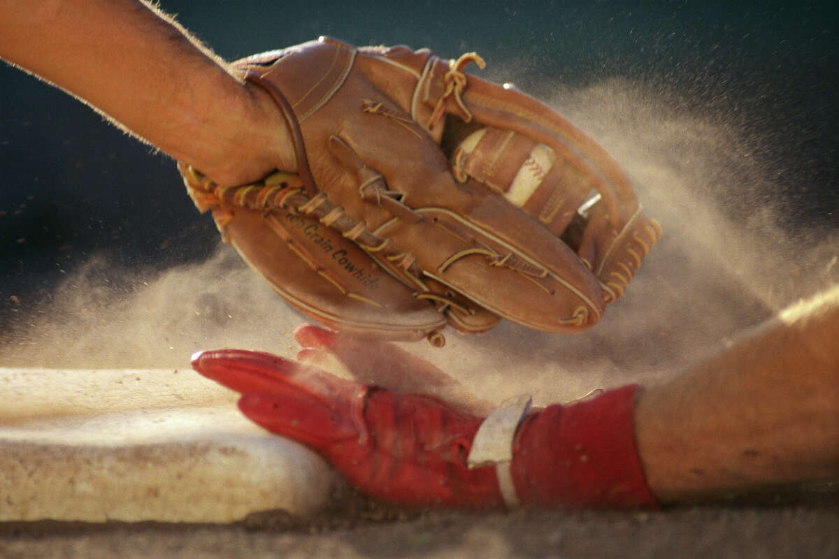 A North Central Texas College batter was tackled by a Weatherford College pitcher during a game on Wednesday, April 20.