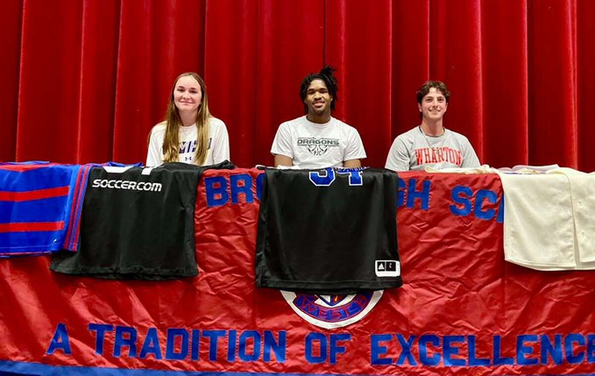 West Brook's Abigail Hickman, Christian Dews and Cade Romero signed with their respective colleges on April 20, 2022.