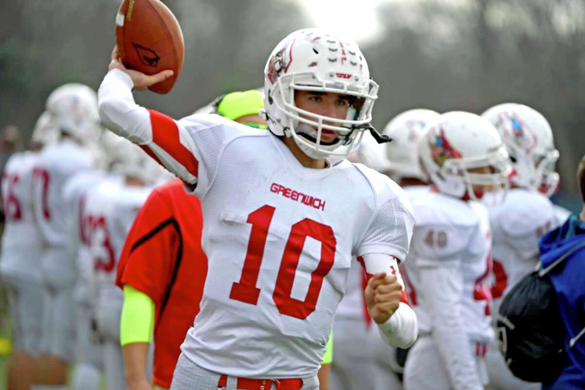Senior Connor Langan takes over at QB for Greenwich this season in hopes of realizing coach John Marinelli’s desire to blitz opponents on the scoreboard (Photo via Greenwich High School Football)