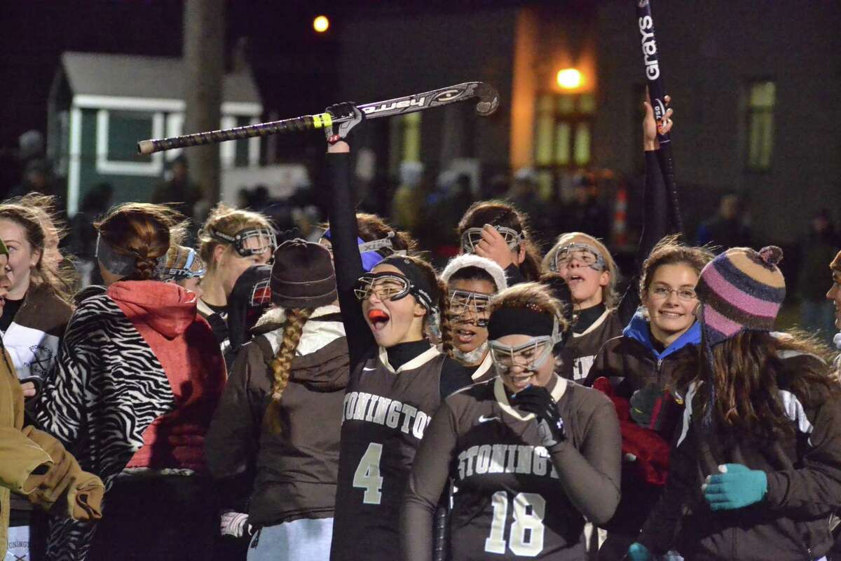 Stonington’s Emily Cassata screams in celebration of the Bears 4-0 win in the Class S semifinals.