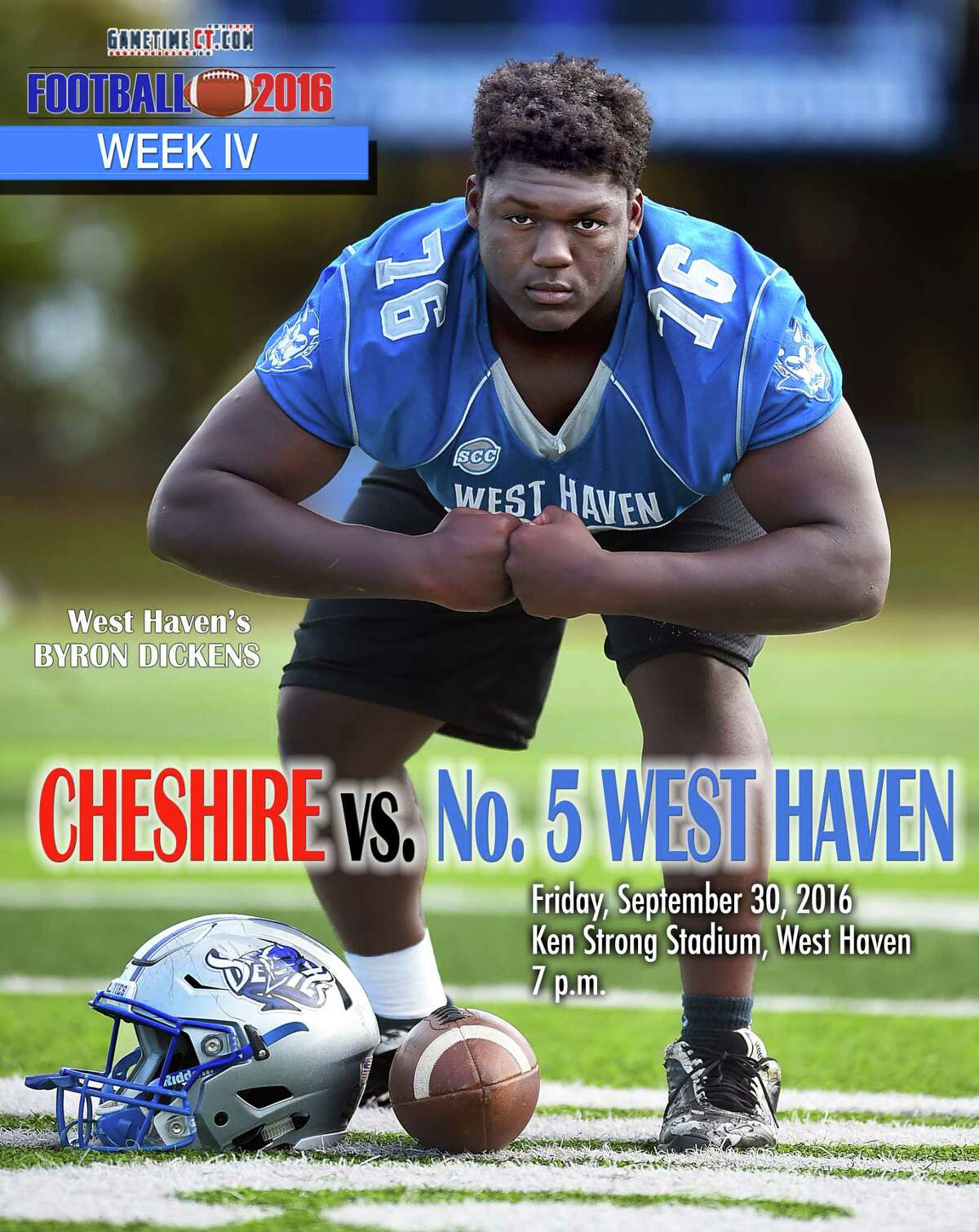 West Haven offensive lineman Byron Dickens, Thursday, September 29, 2016. (Catherine Avalone/New Haven Register)