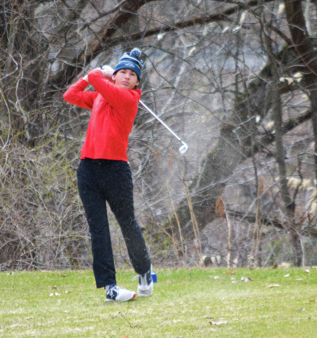 Big Rapids' Luke Welch tees off on the par 3 12th hole at Tri County on Wednesday.