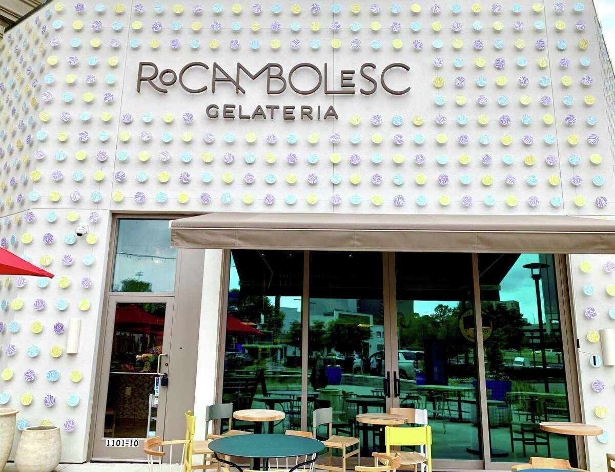 The new Rocambolesc Gelateria, its facade decorated with pastel candy pastilles, in Uptown Park.