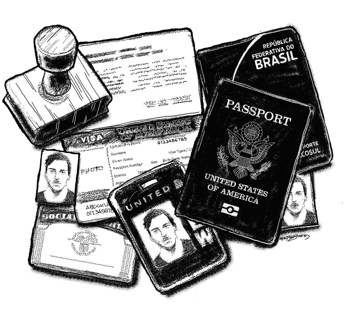 Illustration for story on passport fraud