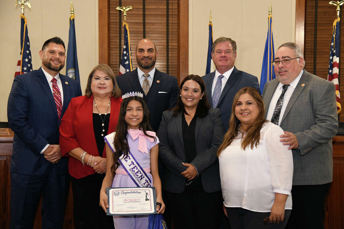 Anaregina Guerra was recognized by the Webb County Commissioners Court for her philonthropic work and winning the crown of Miss Pre-Teen Texas International in March.