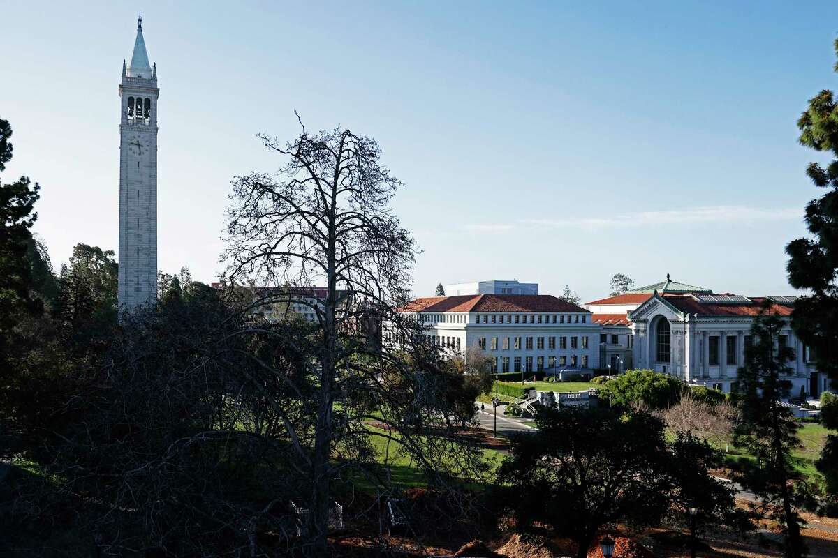 UC Berkeley's campus-wide shelter-in-place order was lifted after more than four hours as police investigated a credible threat on campus. Sather Tower stands above the UC Berkeley campus in Berkeley, Calif. Wednesday, March 16, 2022.
