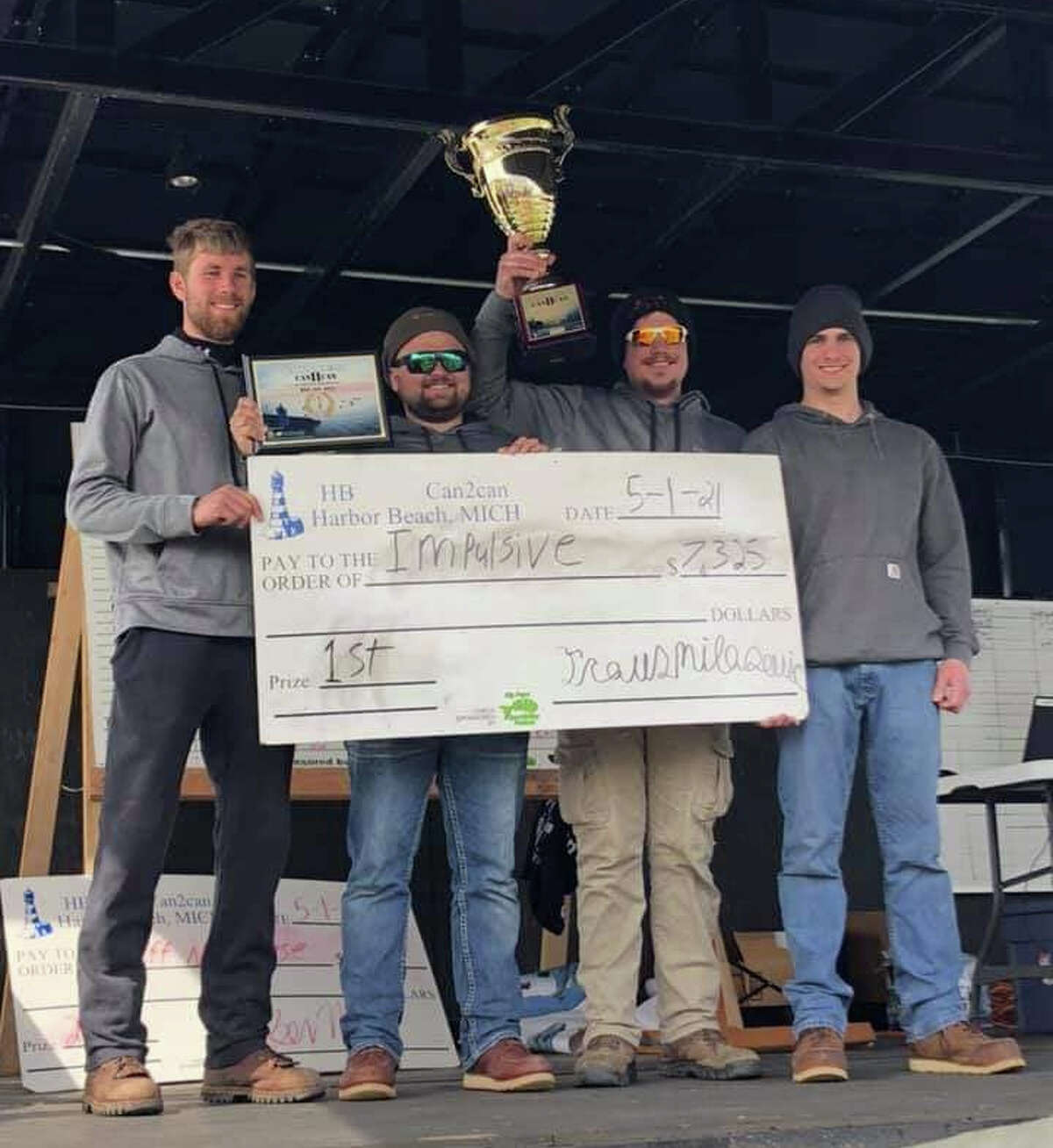 The winners of last year's Can 2 Can fishing tournament in Harbor Beach, of the boat Impulsive. The tournament will return on May 7 for its 15th edition.