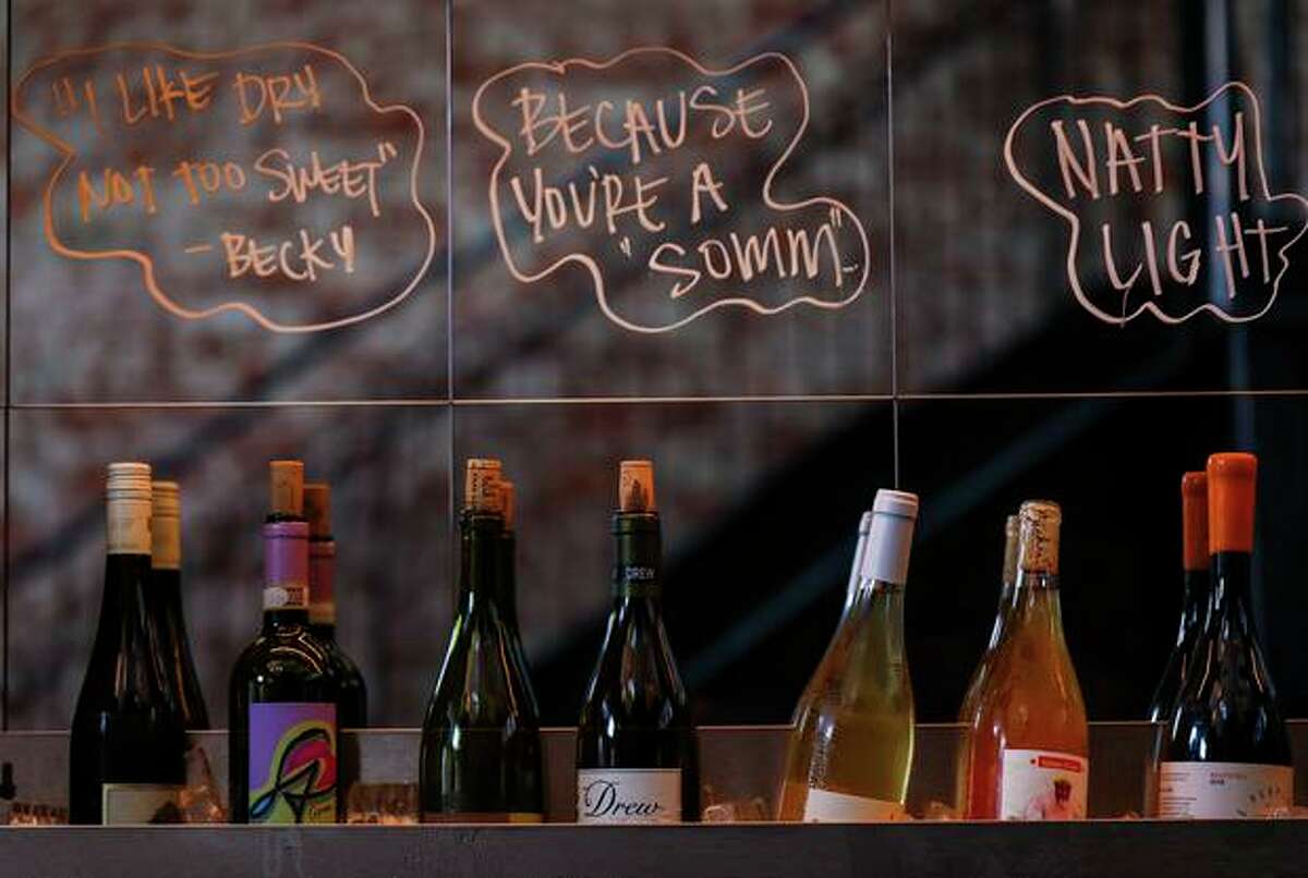 The wine selection at Key Klub is playful, organized into categories like “Thicc Boys.”