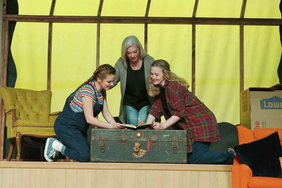 Catherin Campbell, Susan Mele and Elsa Moen Lammey rehearse a scene from “Snapshots.” The show features songs from more widely known shows by the Oscar- and Grammy Award-winning composer/lyricist Stephen Schwartz.