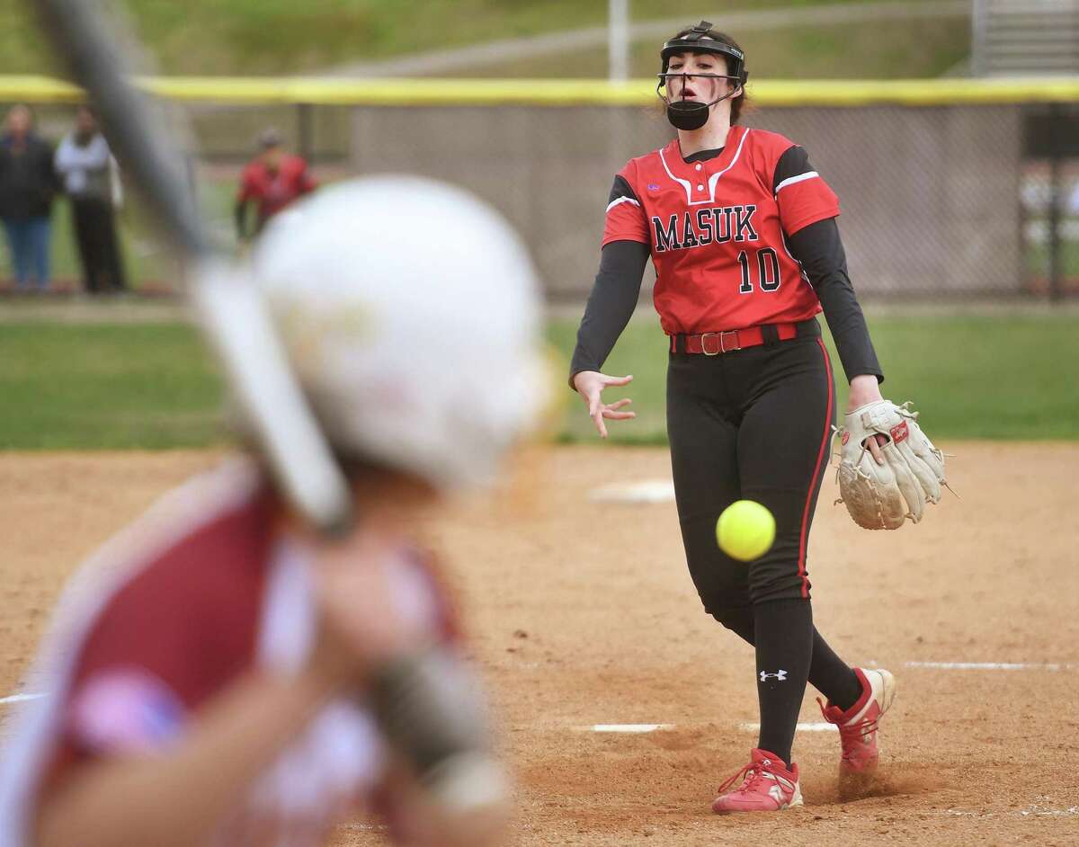 Masuk pitcher Kathryn Gallant delivers to the plate against St. Joseph on Thursday.