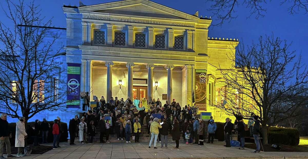 The group met on the 13th day of the war, March 8, to show support for the Ukrainian people.