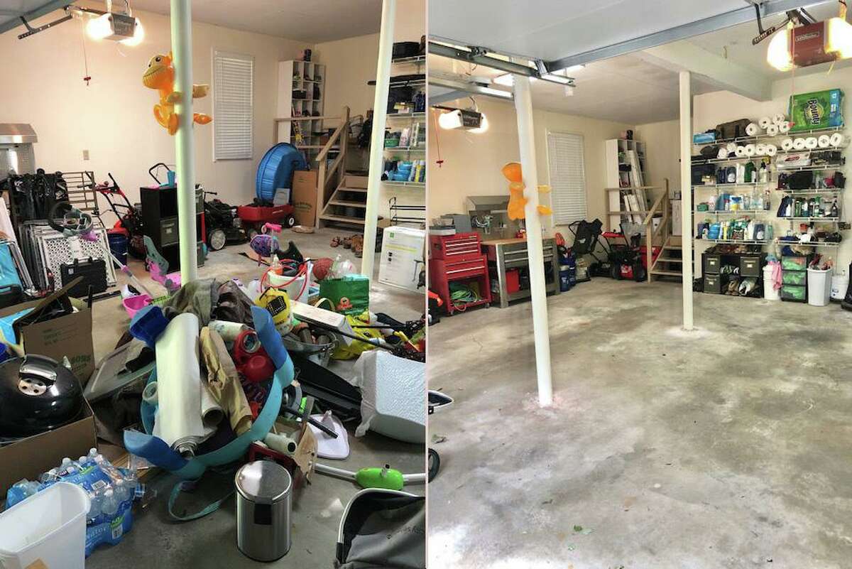 A before and after photo of Clutter Kicker work.