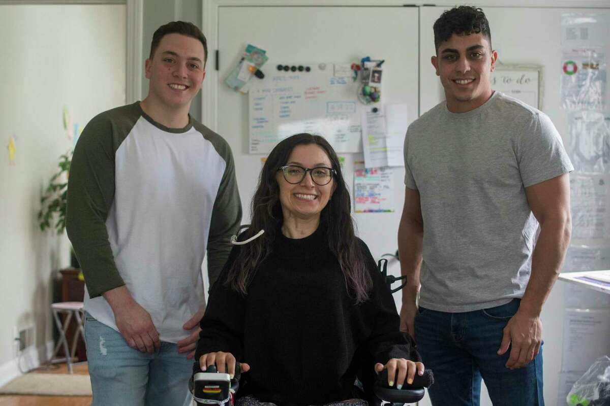From left, Christian Massa, Gabby Murillo and Joe Massa. The Massa brothers are filming a full-length documentary on Murillo’s journey living with a spinal cord injury after a car crash in Florida three years ago.