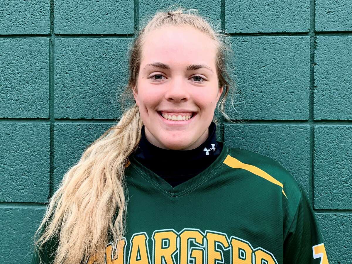 Dow High's Delaney Belding led the Chargers to a sweep of Flint Powers on Friday, throwing a no-hitter with 15 strikeouts and a two-hitter with 11 strikeouts and going 6-for-7 at the plate with three triples, a double, seven RBIs, and six runs scored.