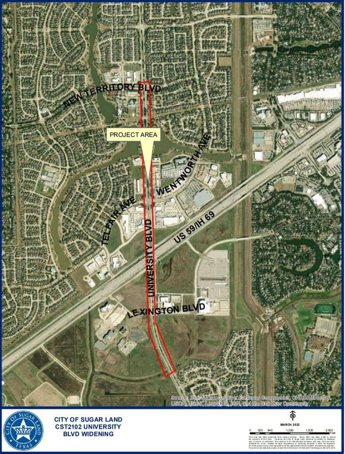 The Sugar Land City Council approved a $250,000 design contract and a $1.6 million interlocal funding agreement with Fort Bend County for work associated with the widening of University Boulevard.