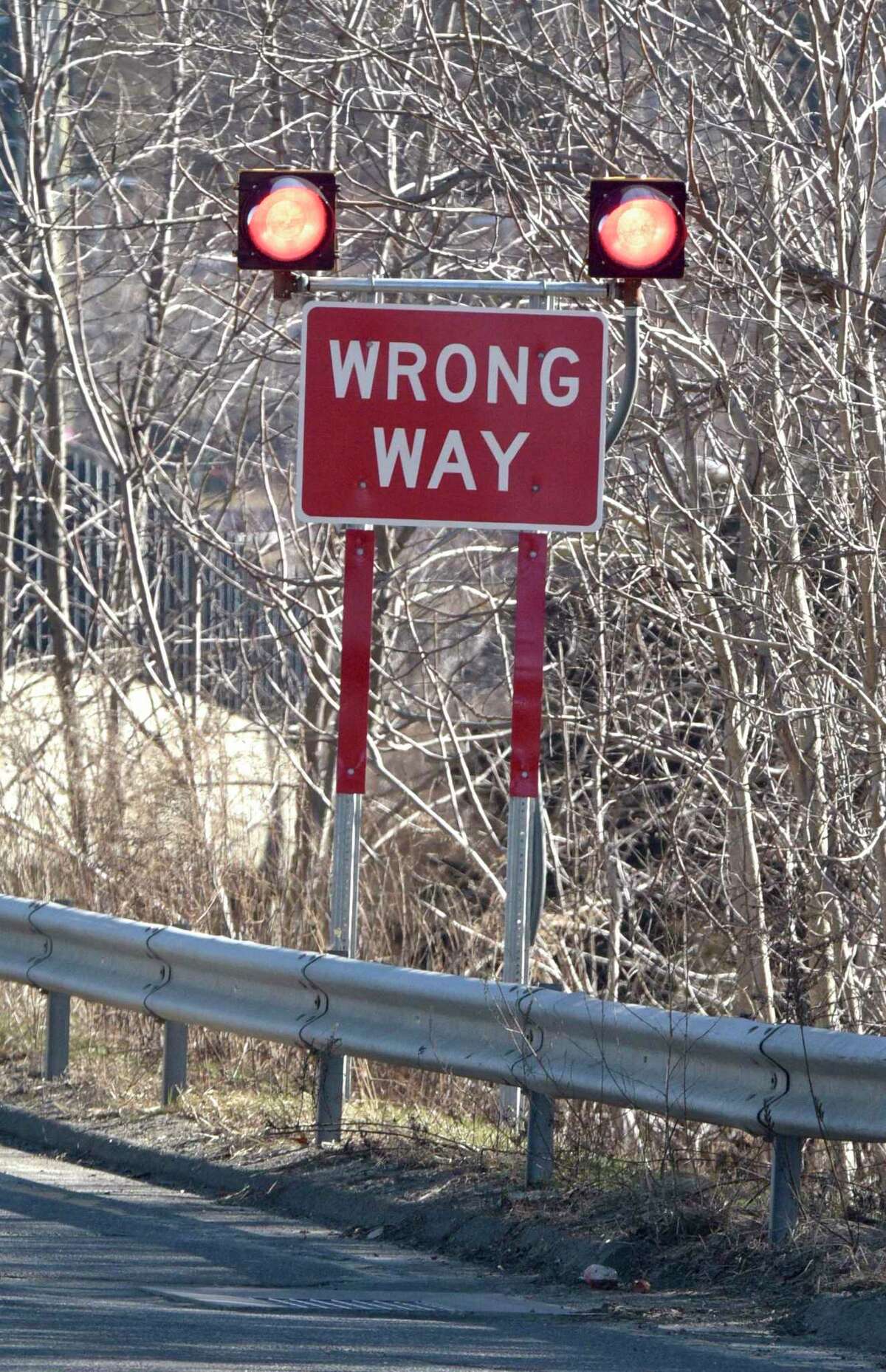Warning lights were installed in 2020 along the Interstate 84 westbound Exit 8 off-ramp in Danbury as part of an effort to combat wrong-way driving. The roughly $250,000 project was part of an initiative by the state Department of Transportation to upgrade and standardize traffic signs and pavement markings. The state is set to dedicate tens of millions more to expand the lights to other highway ramps.