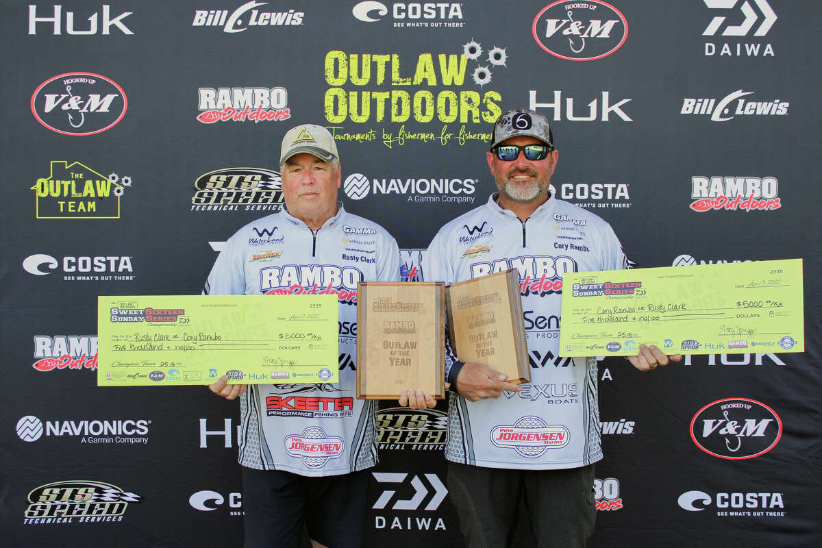 Cory Rambo and Rusty Clark finished in first place at the Outlaw Outdoors Sweet Sixteen Sunday Series on April 3, on Lake Sam Rayburn.
