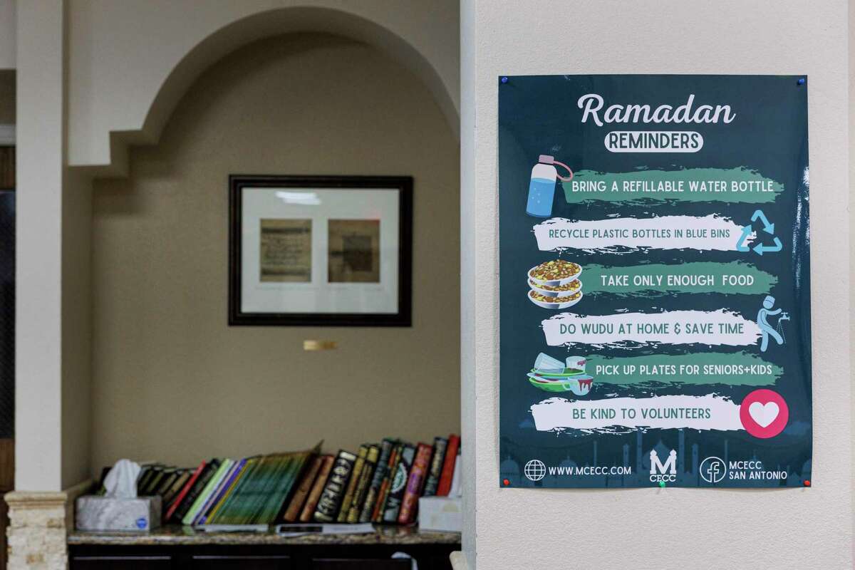 The Go Green Committee at the Muslim Children Education and Civic Center and Almadinah Masjid in San Antonio put up posters with reminders for Ramadan to do things such as bringing a refillable water bottle, recycling plastic water bottles and not wasting food.