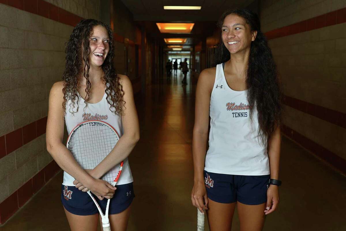 Siblings Mattea (from left) and Mya Bowe play tennis for Madison High School. The sisters are believed to be the first for Madison to compete for a state title. The tournament begins next week.