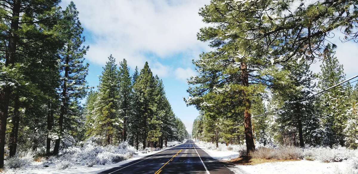 FILE - A California woman survived six days trapped in the snowy wilderness of Lassen County. This file photos shows a photo of a road in Susanville, a town near where Sheena Gullett, 52, went missing.