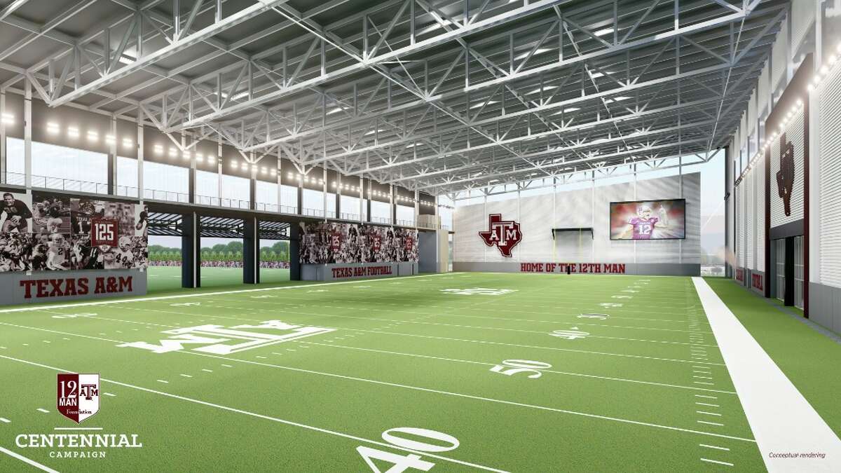 Conceptual rendering of the interior of the new Football Performance Center at Texas A&M.