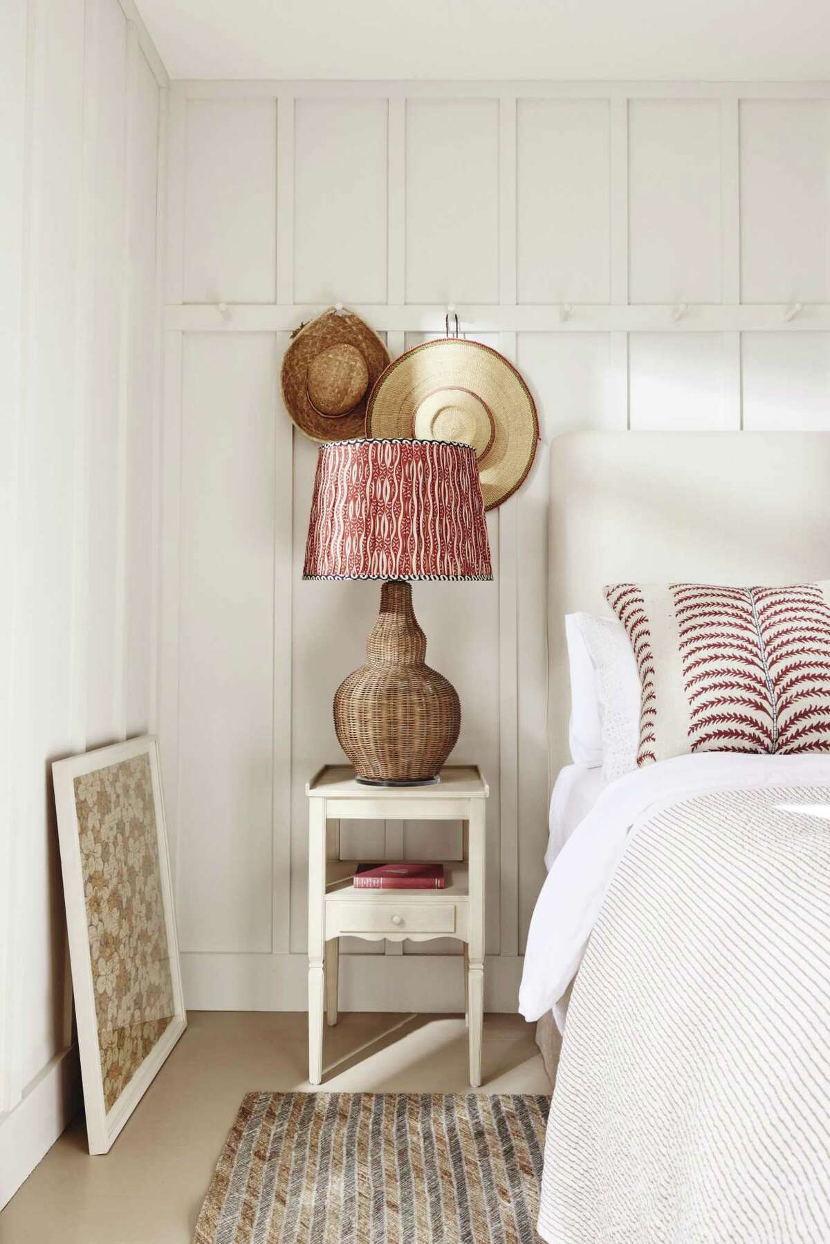 Pleated lampshades with color and pattern are shown in photos fro OKA Houston.