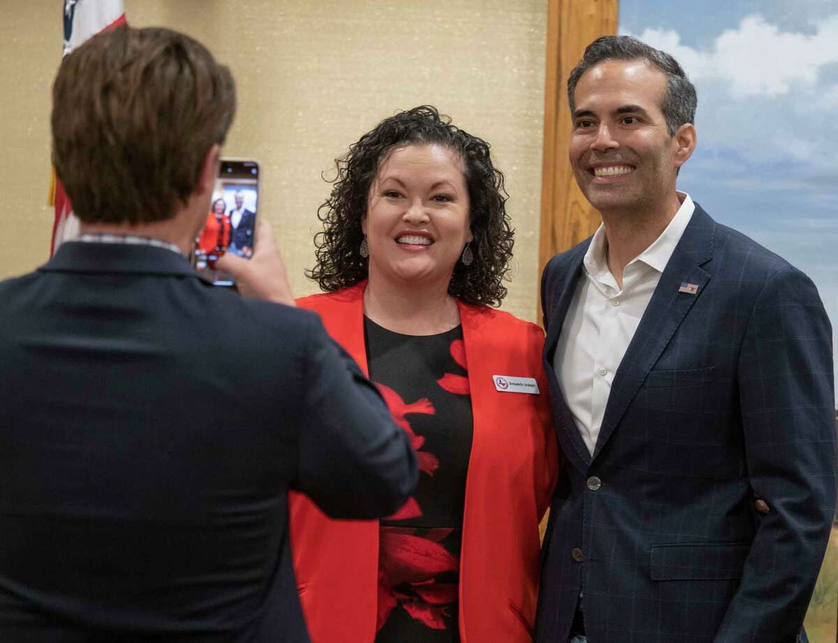 George P Bush, running for Texas Attorney General, talks with members and guests 04/25/2020 at the Midland Republican National Hispanic Assembly luncheon. Tim Fischer/Reporter-Telegram
