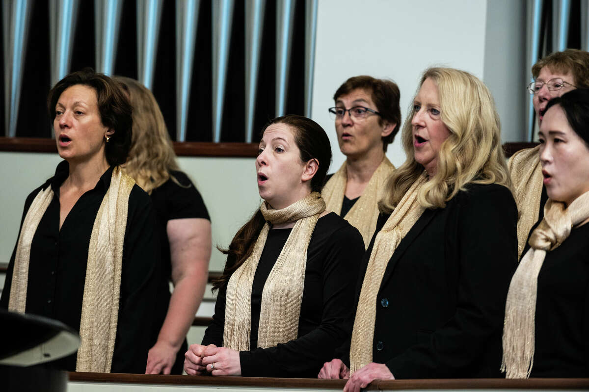 The Lux Women's Community Chorus rehearses on Sunday, April 24, 2022 at Memorial Presbyterian Church in Midland for an upcoming concert.