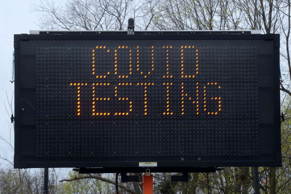 A new COVID-19 testing site is in place at Mathews Park, in Norwalk, Conn. April 18, 2022.