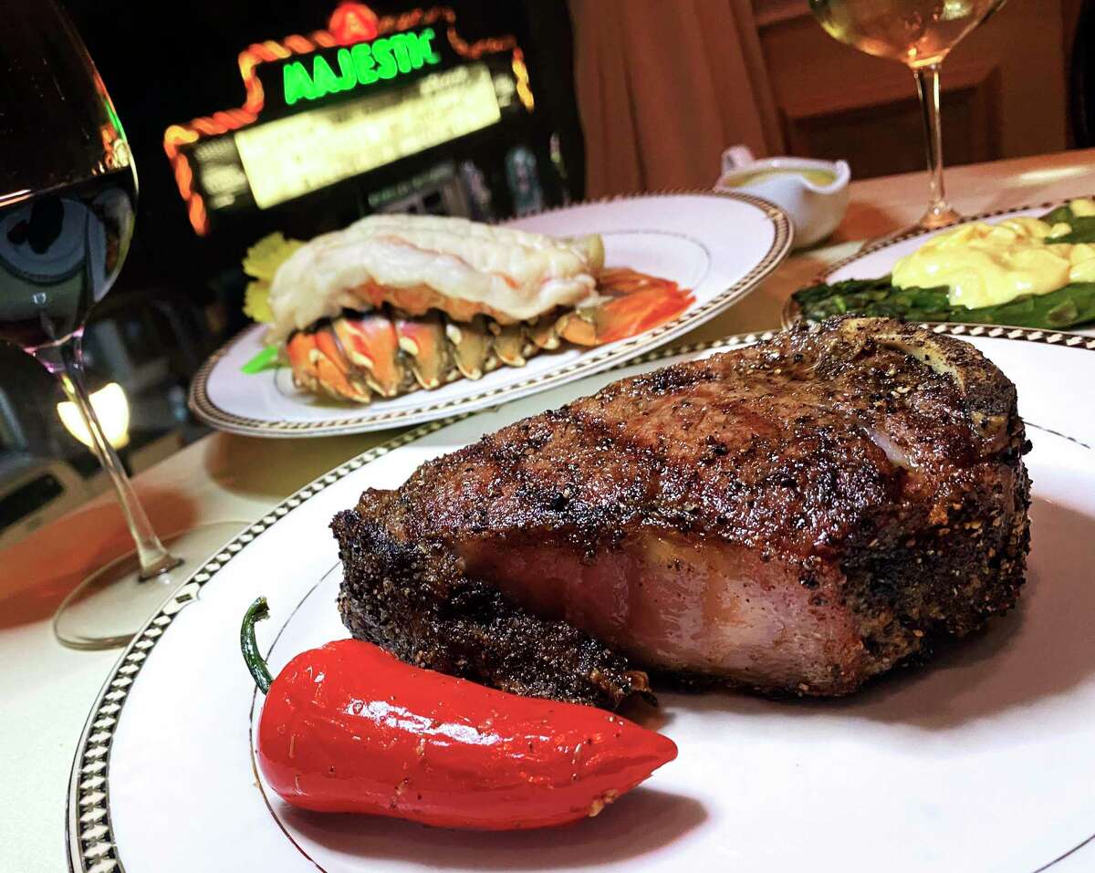 A 24-ounce prime New York strip steak and an Australian cold water lobster tail are the stars of the show at Bohanan's Prime Steak and Seafood.