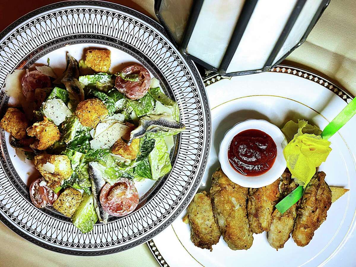 Appetizer options include a Caesar salad and French-grilled oysters at Bohanan's Prime Steak and Seafood.
