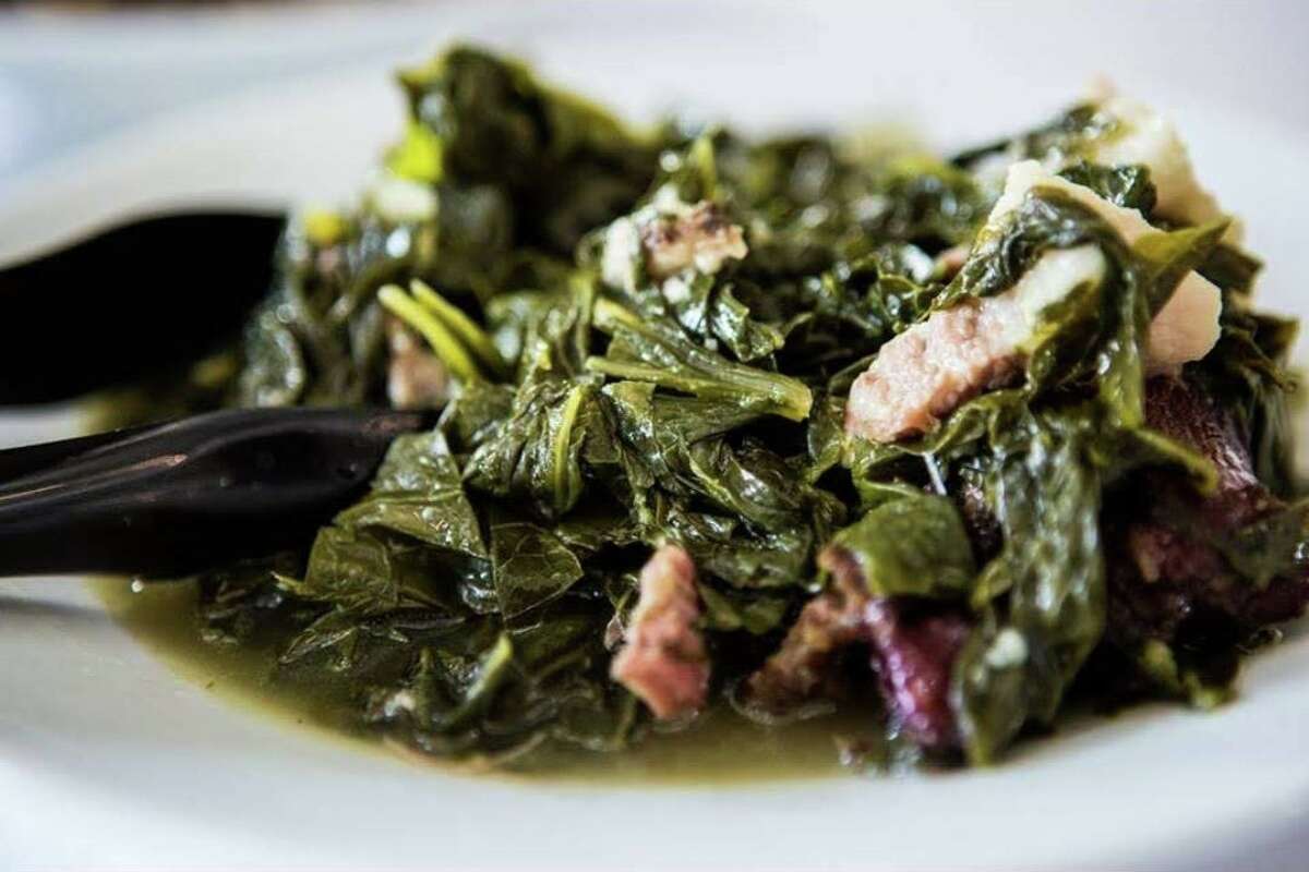 Chef Hardette Harris of Us Up North restaurant in Shreveport, La., said one dish speaks to the heart of rural North Louisiana - old fashioned greens (collard, mustard and turnip) cooked with smoked ham hocks, smoked neck bones, and salt pork.