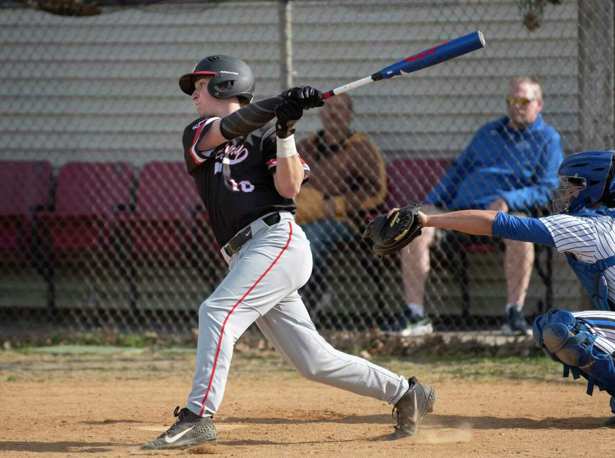 Albany Academy shortshop Aidan O'Keefe takes a swing at bat during a baseball game against La Salle Institute at Geer Field on Monday, April 25, 2022 in Troy, N.Y.