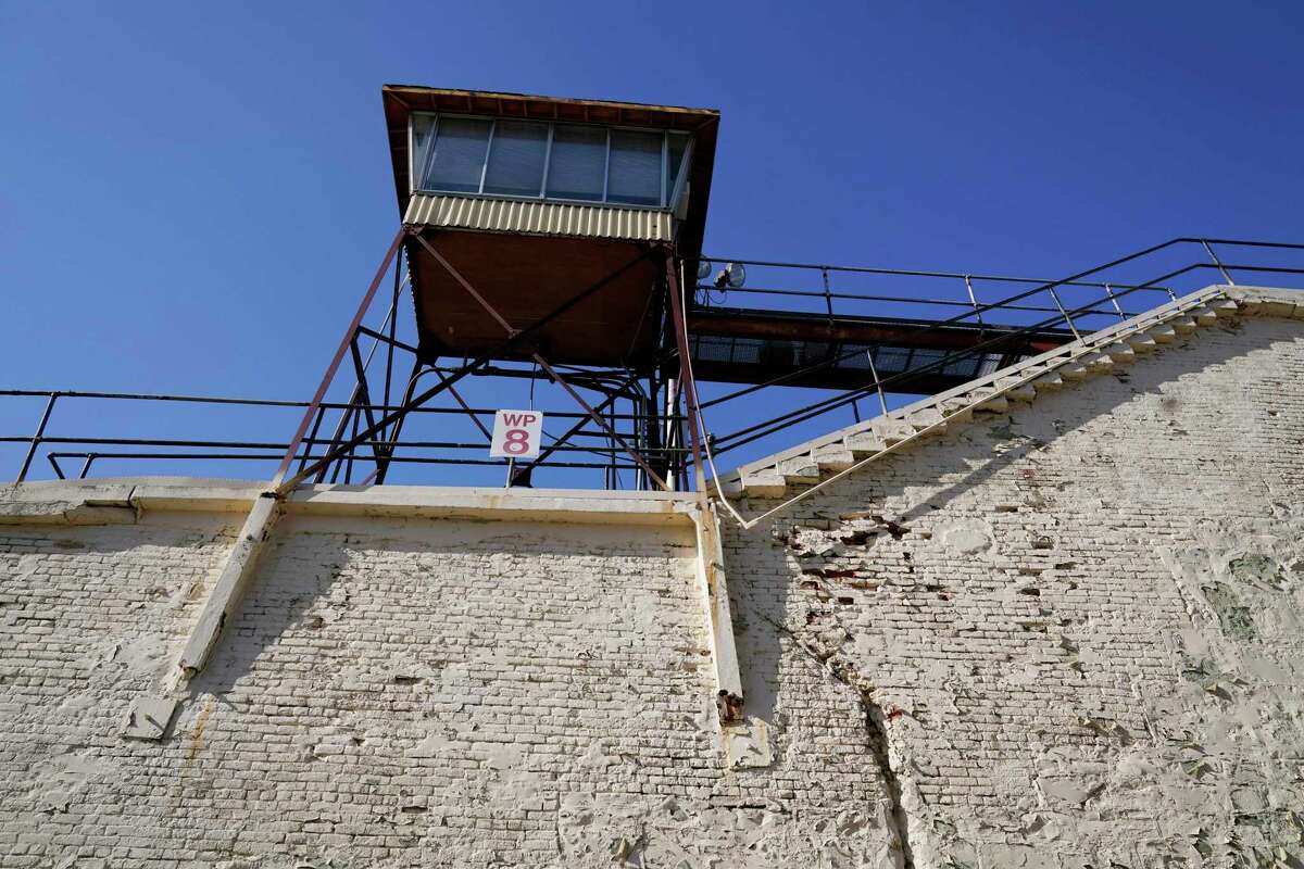 A guard tower is seen at San Quentin State Prison on April 12, 2022, in San Quentin, Calif. (AP Photo/Eric Risberg)