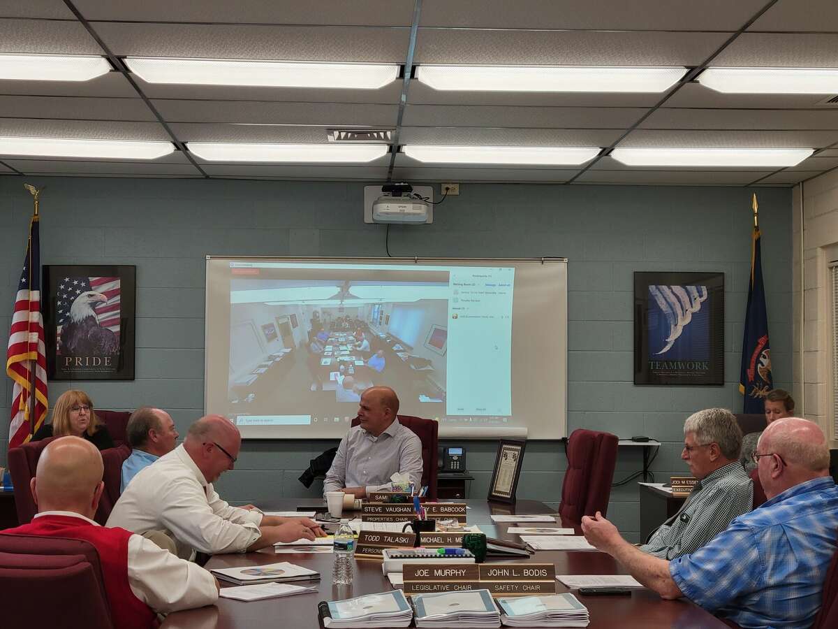 The Huron County Board of Commissioners during their meeting this week, where they approved two countywide millages to appear on the August ballot. They are a new millage to support the county's 911 services and a renewal for Thumb Area Transit.