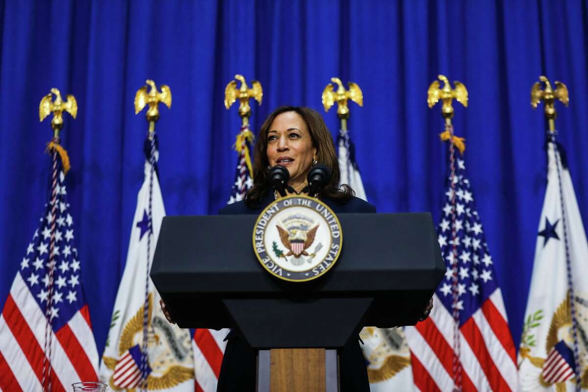 Vice President Kamala Harris delivers remarks at the William J. Rutter Center about maternal health crisis on Thursday, April 21, 2022, in San Francisco, Calif.