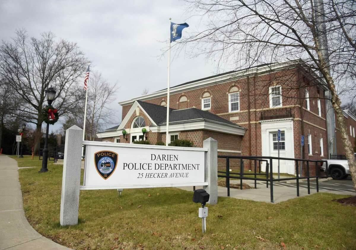 The Darien Police Department headquarters in Darien, Conn., photographed on Tuesday, Dec. 28, 2021.