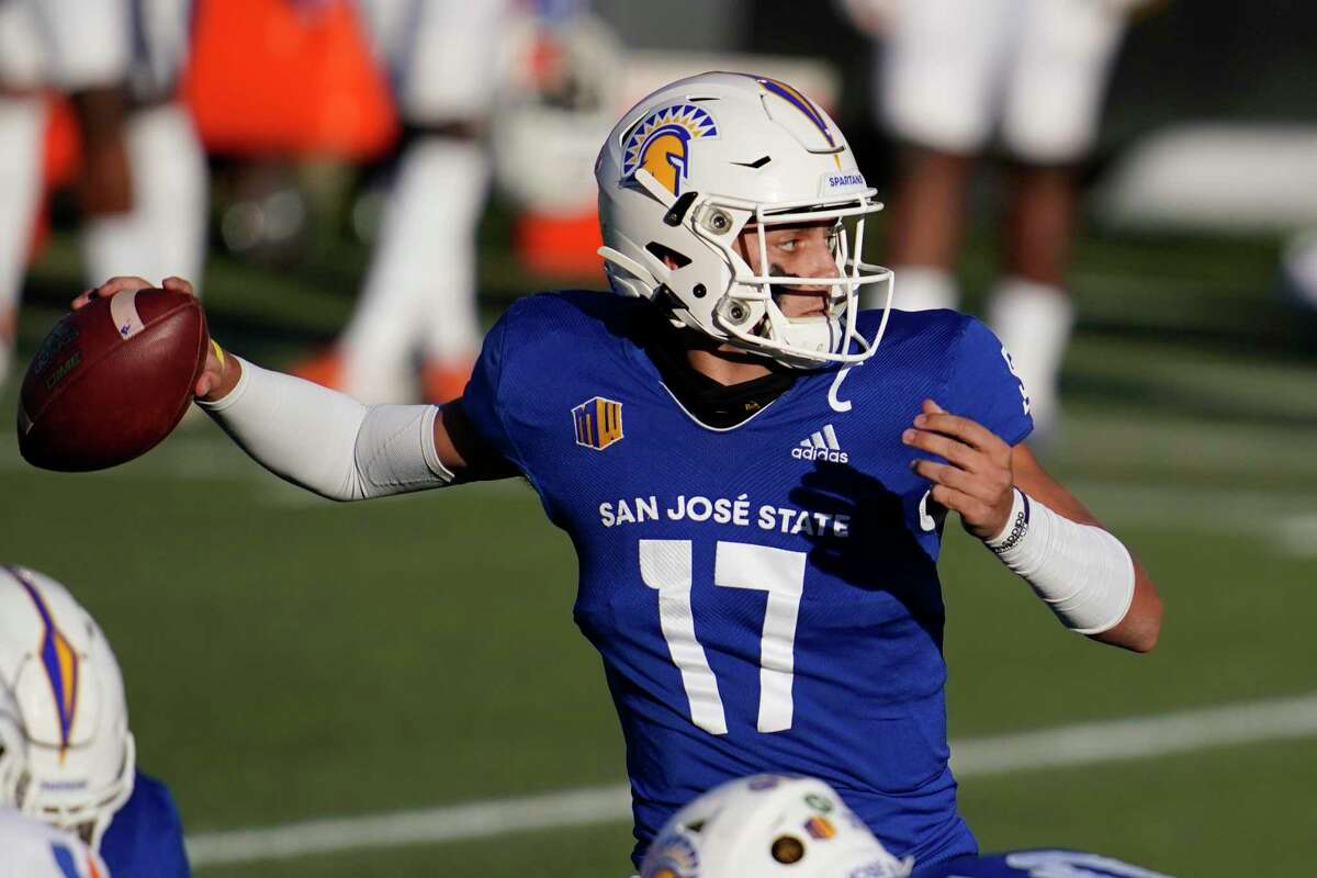 Quarterback Nick Starkel started his college career at A&M, then wound up transferring to Arkansas and finally San Jose State.