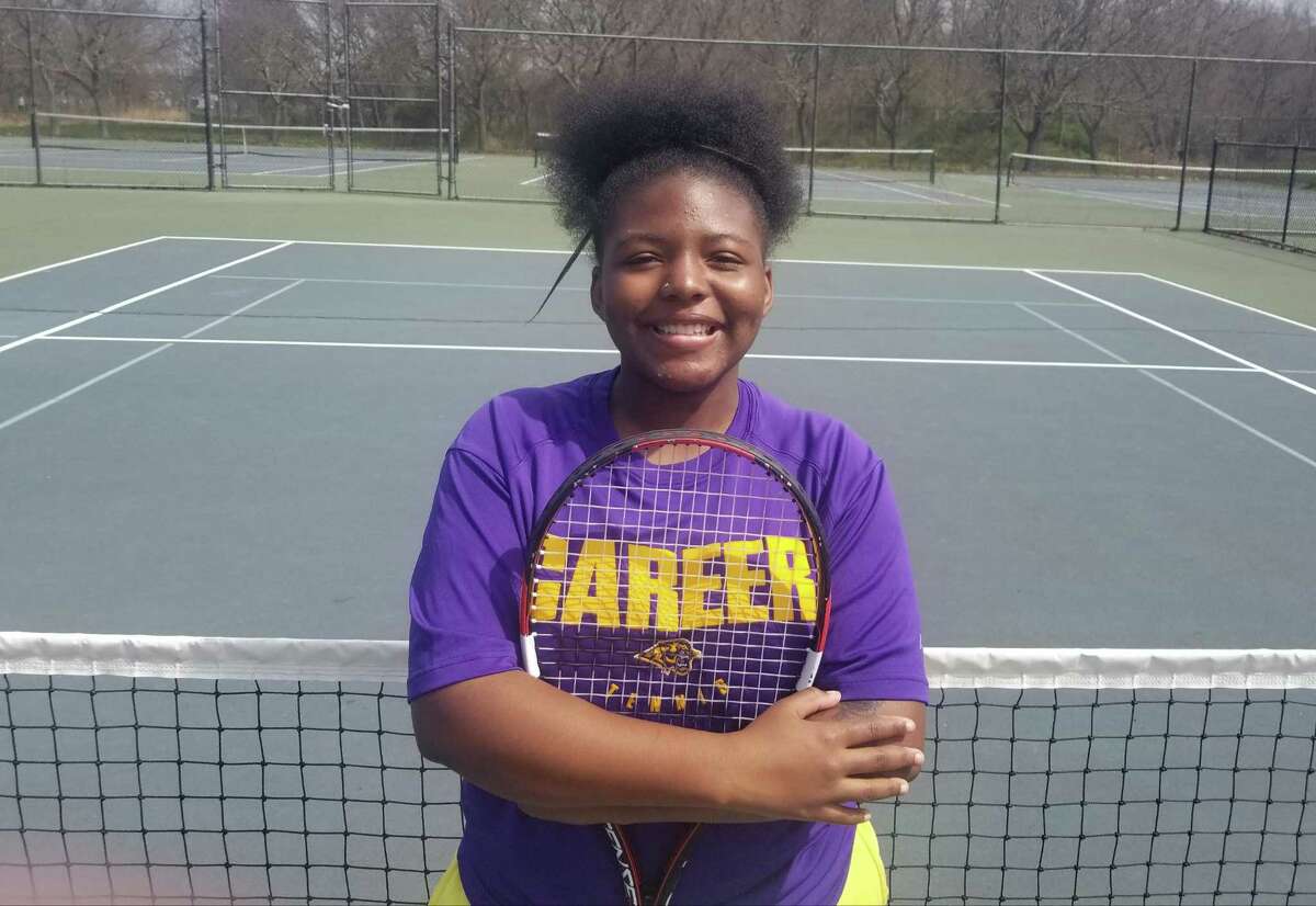 Osiana Brown, a sophomore, is the No. 1 singles player for the Career/Hillhouse girls tennis team.