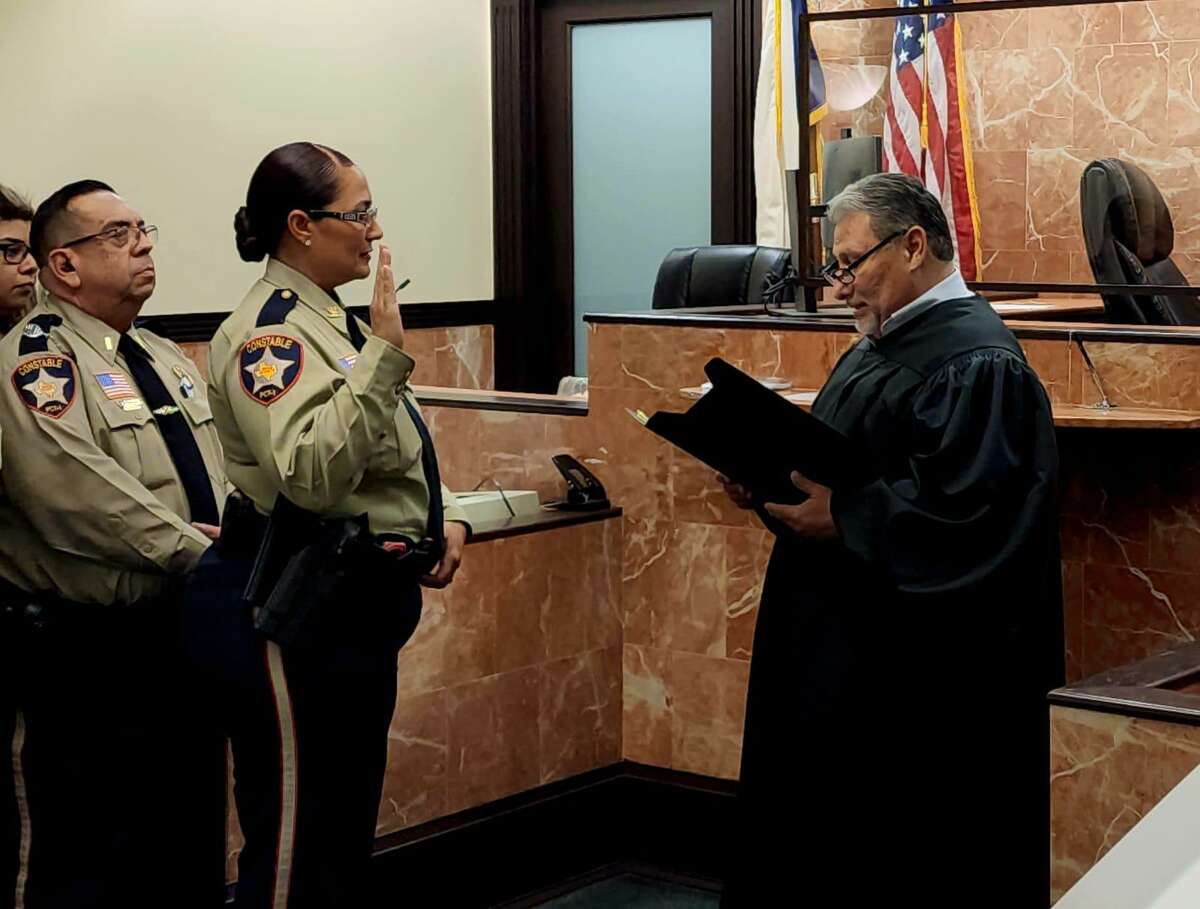 Precinct 1 Place 1 Justice of the Peace Juan Paz swore in Claudia A. Cantu as Webb County Precinct 1 Constable on Tuesday afternoon. She has taken charge of operations.