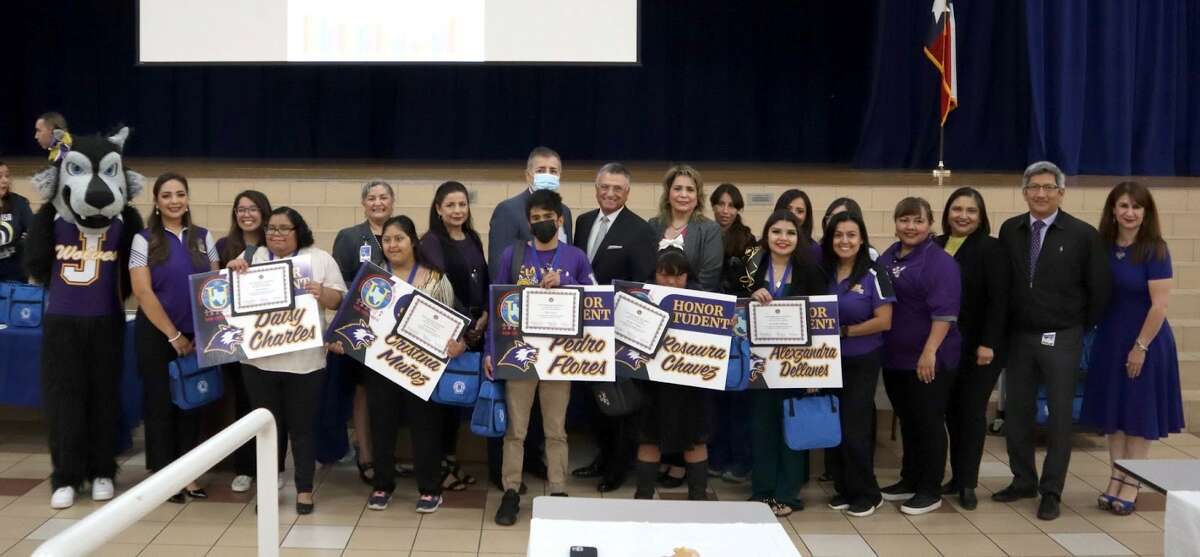 Students from Lyndon B. Johnson High School recognized in the Special Student Honor Awards Ceremony. April 26, 2022.