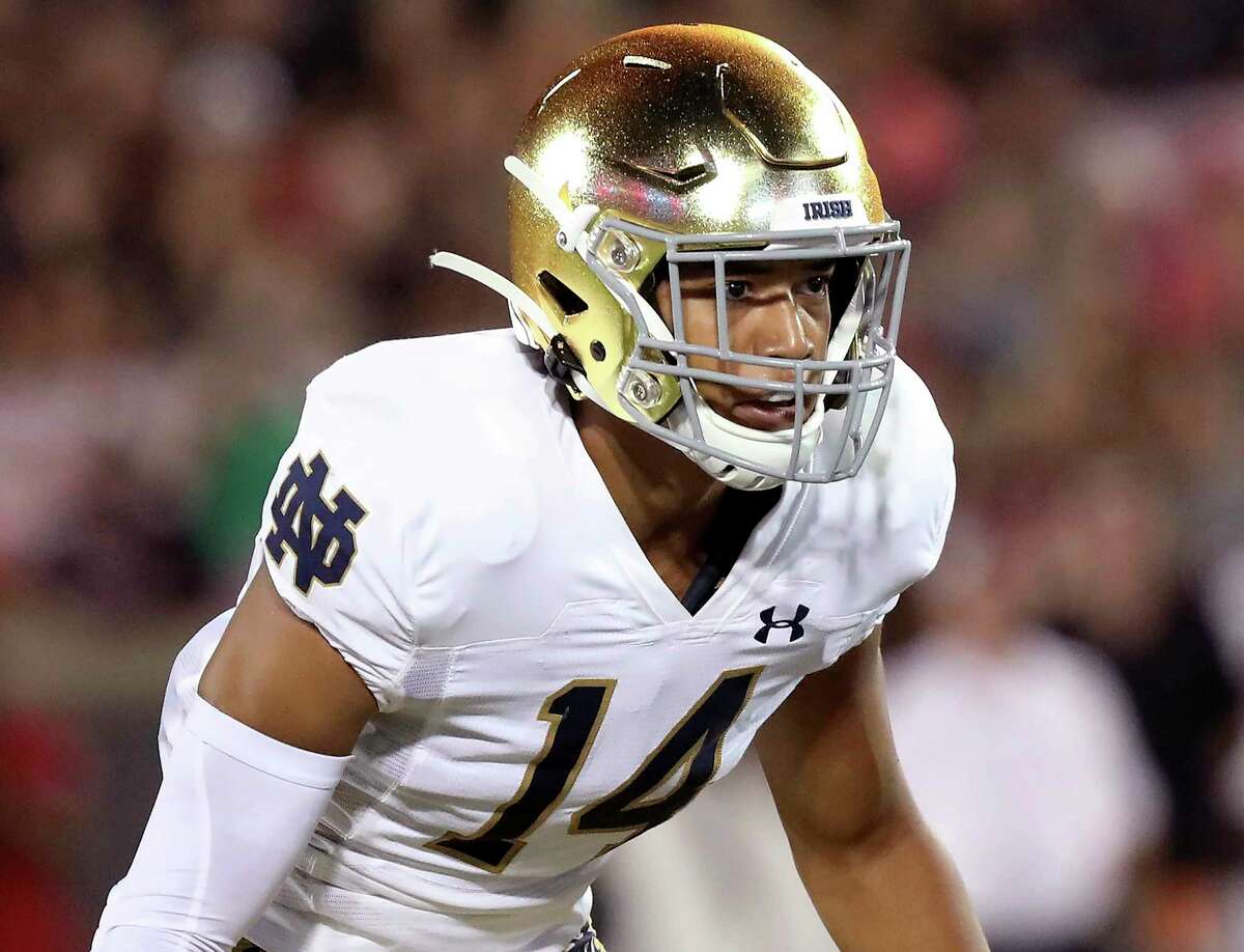Notre Dame safety Kyle Hamilton would figure to be an ideal fit for the Texans, but they'd likely have to trade up from No. 13 to get him.