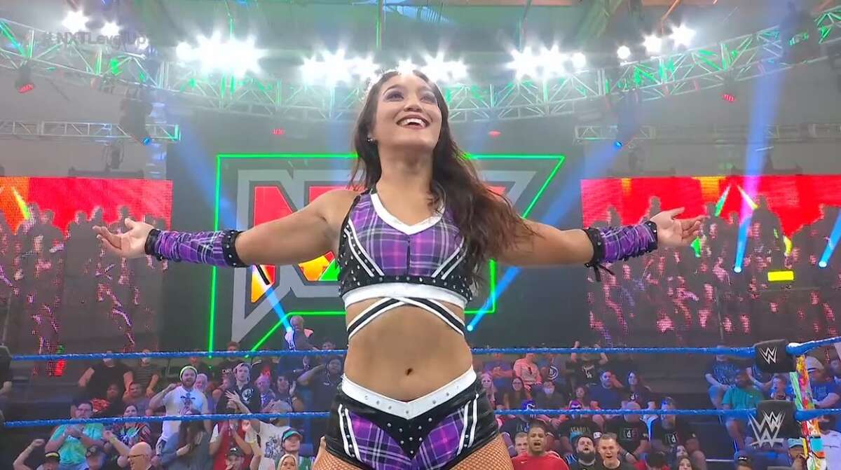 Laredo's Roxanne Perez soaks in the moment prior to her debut match in WWE at NXT's Level Up on April 15, 2022.