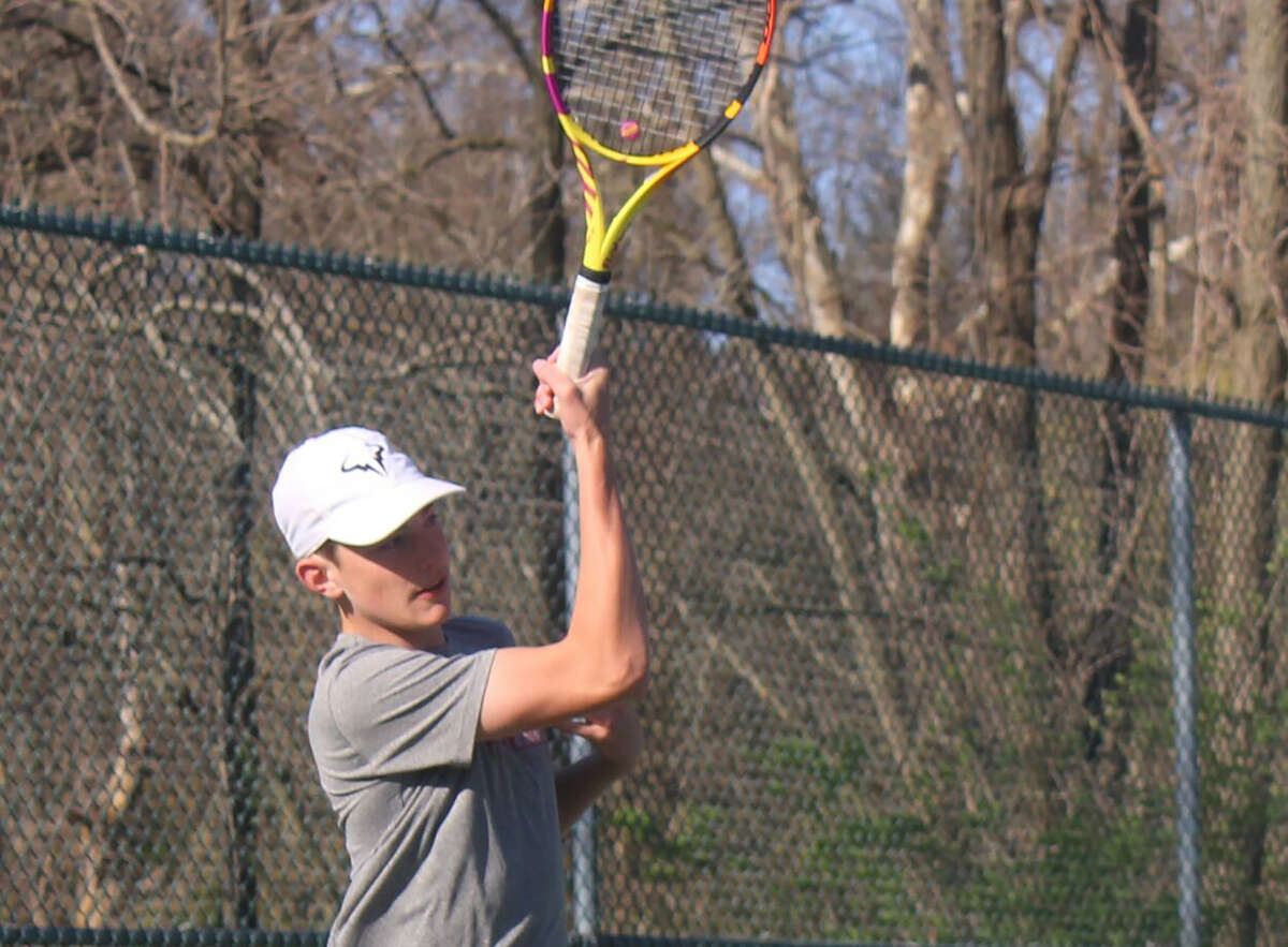 Parker Mayhew of Alton was a winner in singles as well as in doubles action in Tuesday's 7-0 AHS win at Granite City. Alton will play Friday at the Belleville East Invite.