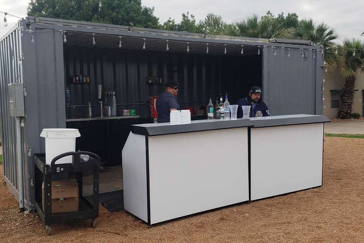 The new San Antonio Missions first base bar is open and serving mixed drinks.