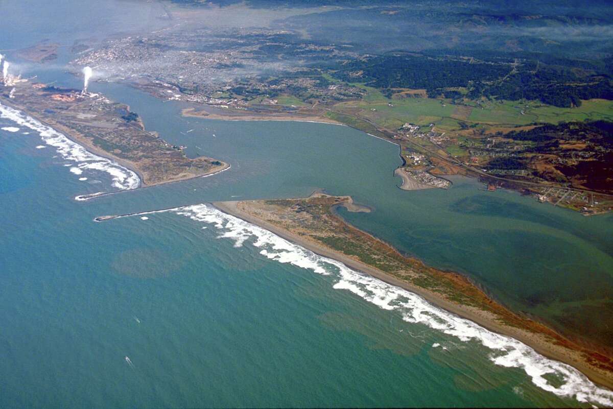 An aerial view of Humboldt Bay, looking northeast.