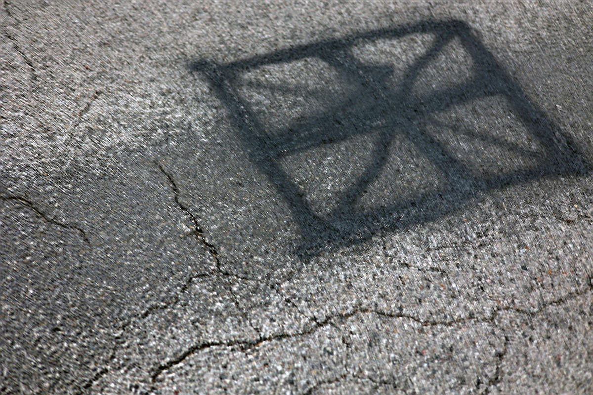 A swastika was painted over on the corner of Fox Farm and Red Apple Roads in September. 