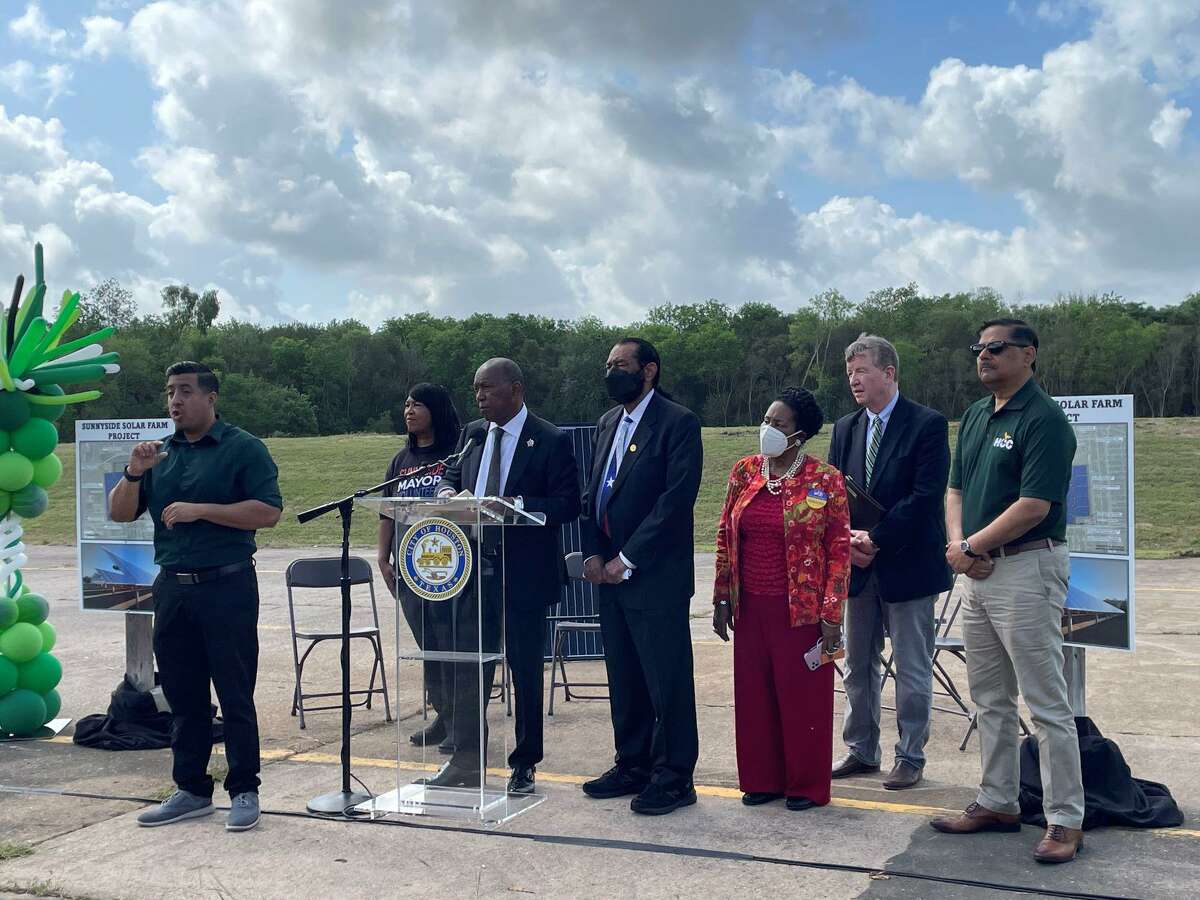 From left are Sandra Massie Hines, 'Honorary Mayor of Sunnyside'; Houston Mayor Sylvester Turner; U.S. Rep. Al Green; U.S. Rep. Sheila Jackson Lee; Paul F Curran, CEO of BQ Energy and Dr. Muddassir Siddiqi, president of Houston Community College-Central Campus.