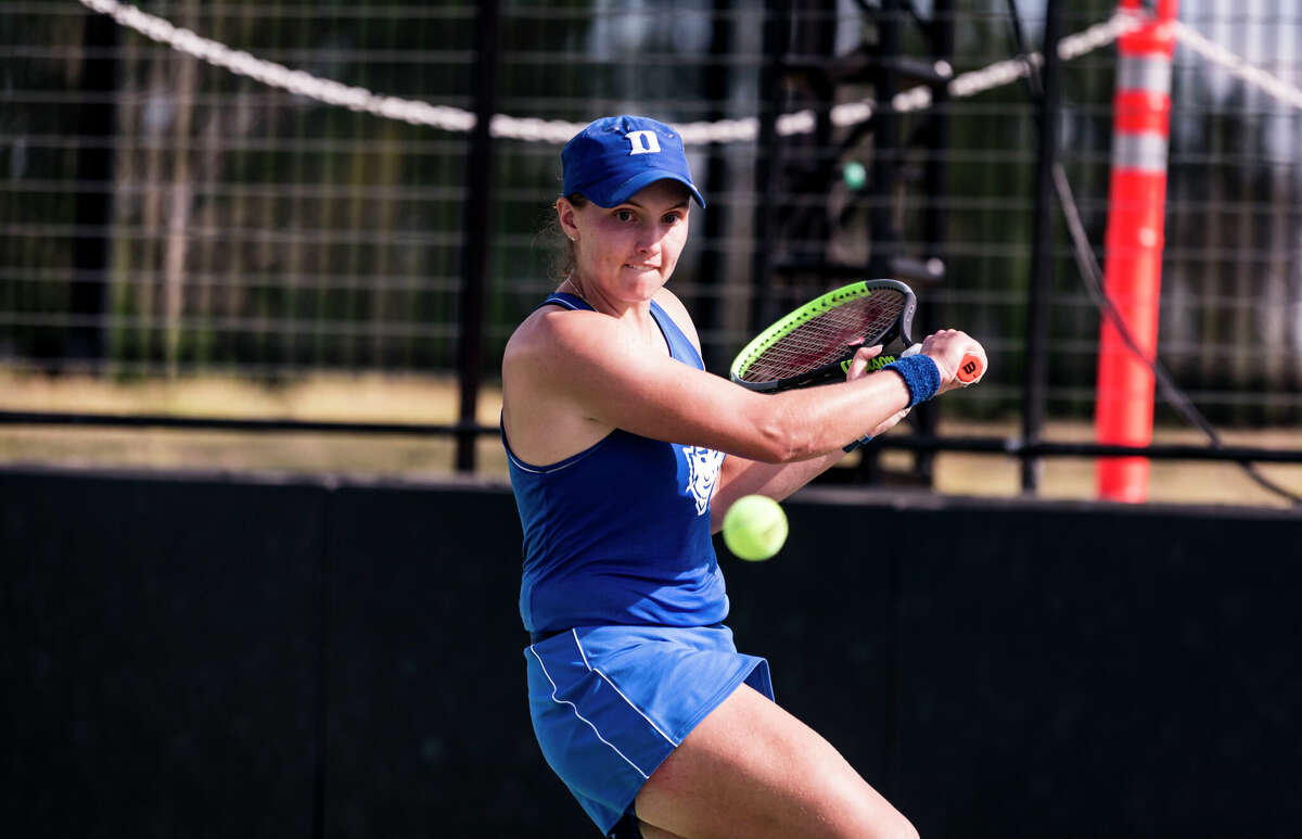 Ellie Coleman competes for Duke's women's tennis team in the ACC Championship tournament in Rome, Ga., recently.